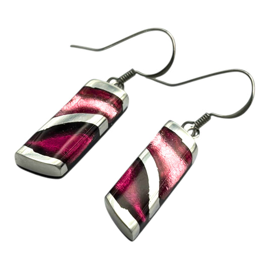 Peony Lava Shiny Fish Hook Earrings