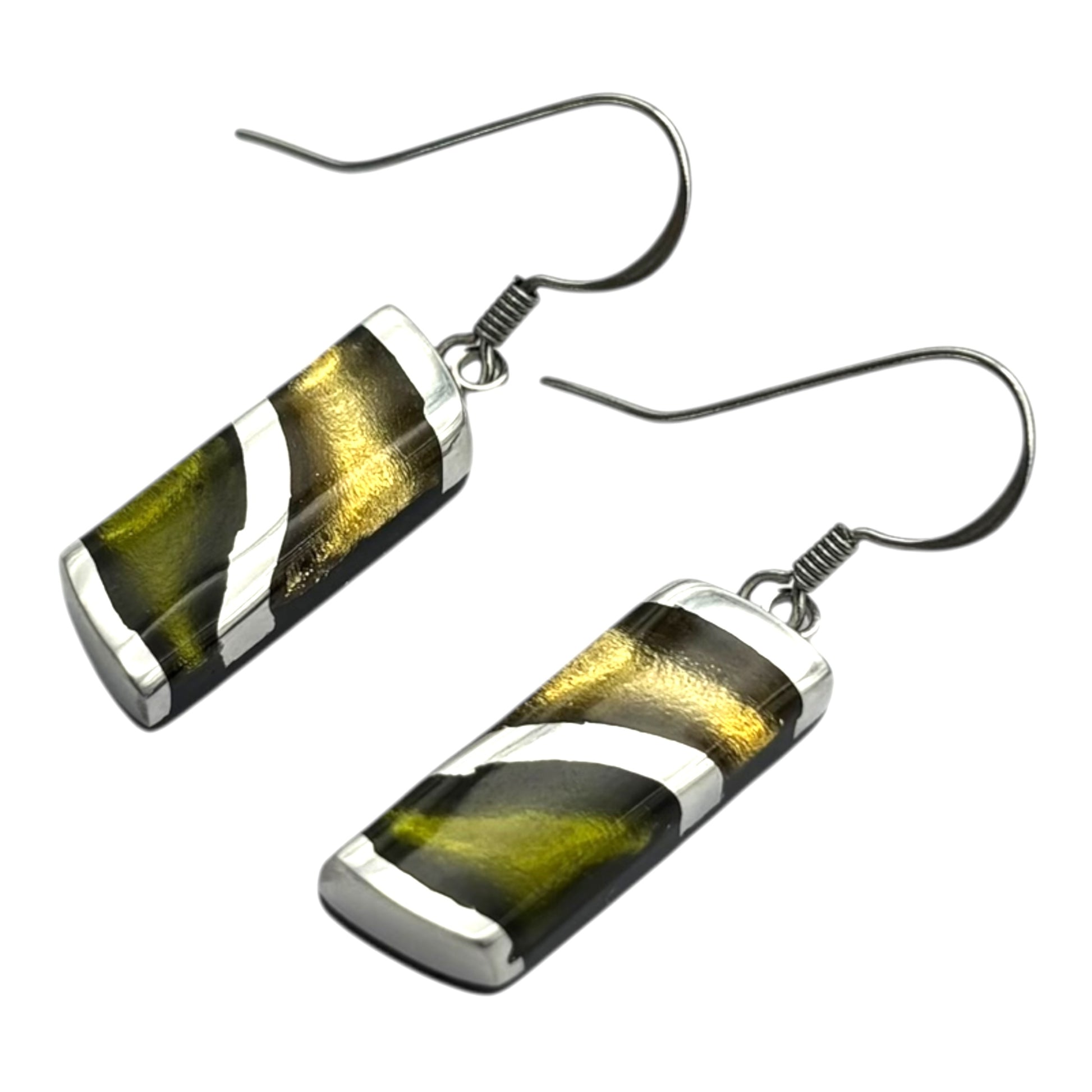 Pistachio Lava Shiny Fish Hook Earrings