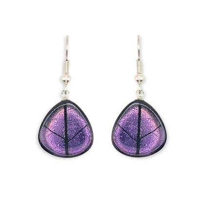 Purple Natural Eclectic Shiny Fish Hook Earrings