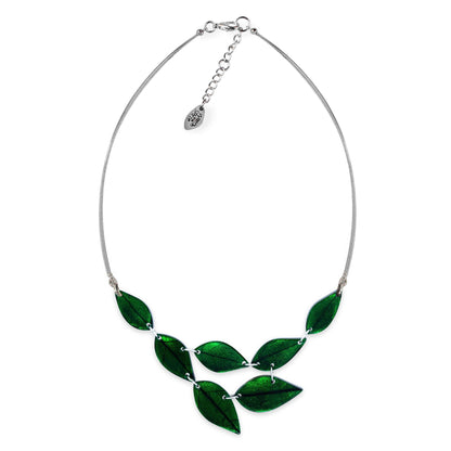 Emerald Skeletal Leaf Shiny Necklace | The Jewellery Stop