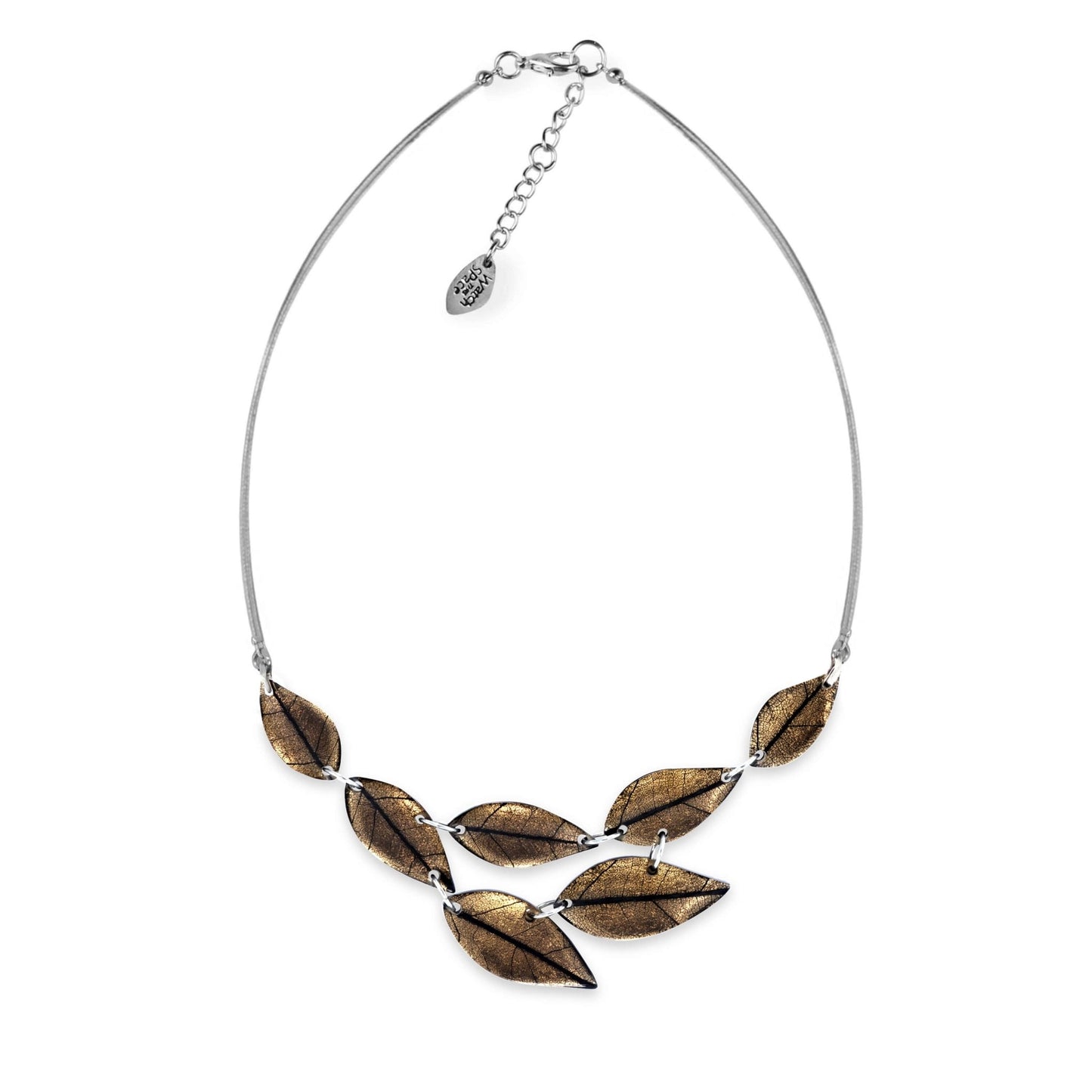Gold Skeletal Leaf Shiny Necklace | The Jewellery Stop