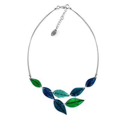 Verdigris Skeletal Leaf Shiny Necklace | The Jewellery Stop
