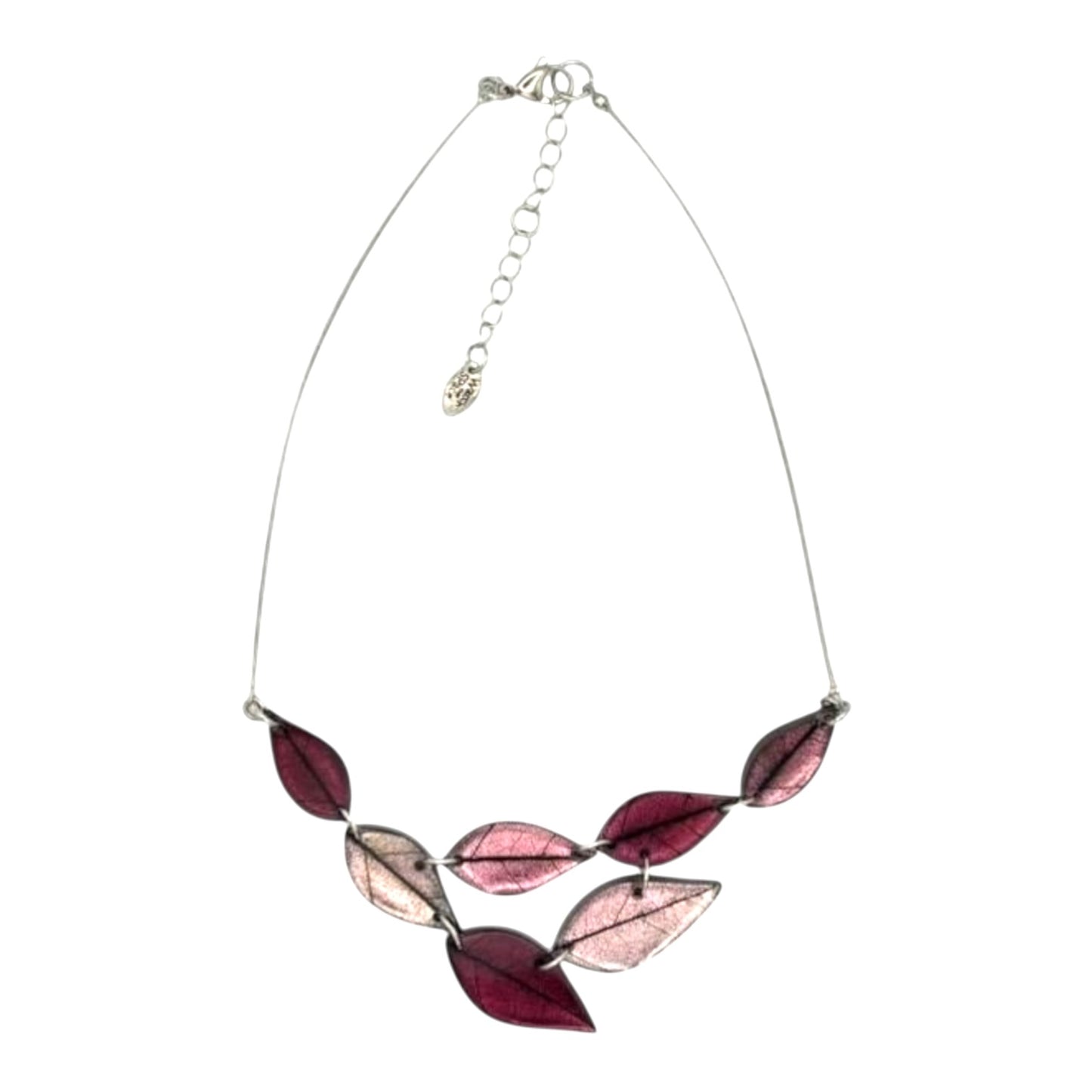 Peony Skeletal Leaf Shiny Necklace | The Jewellery Stop