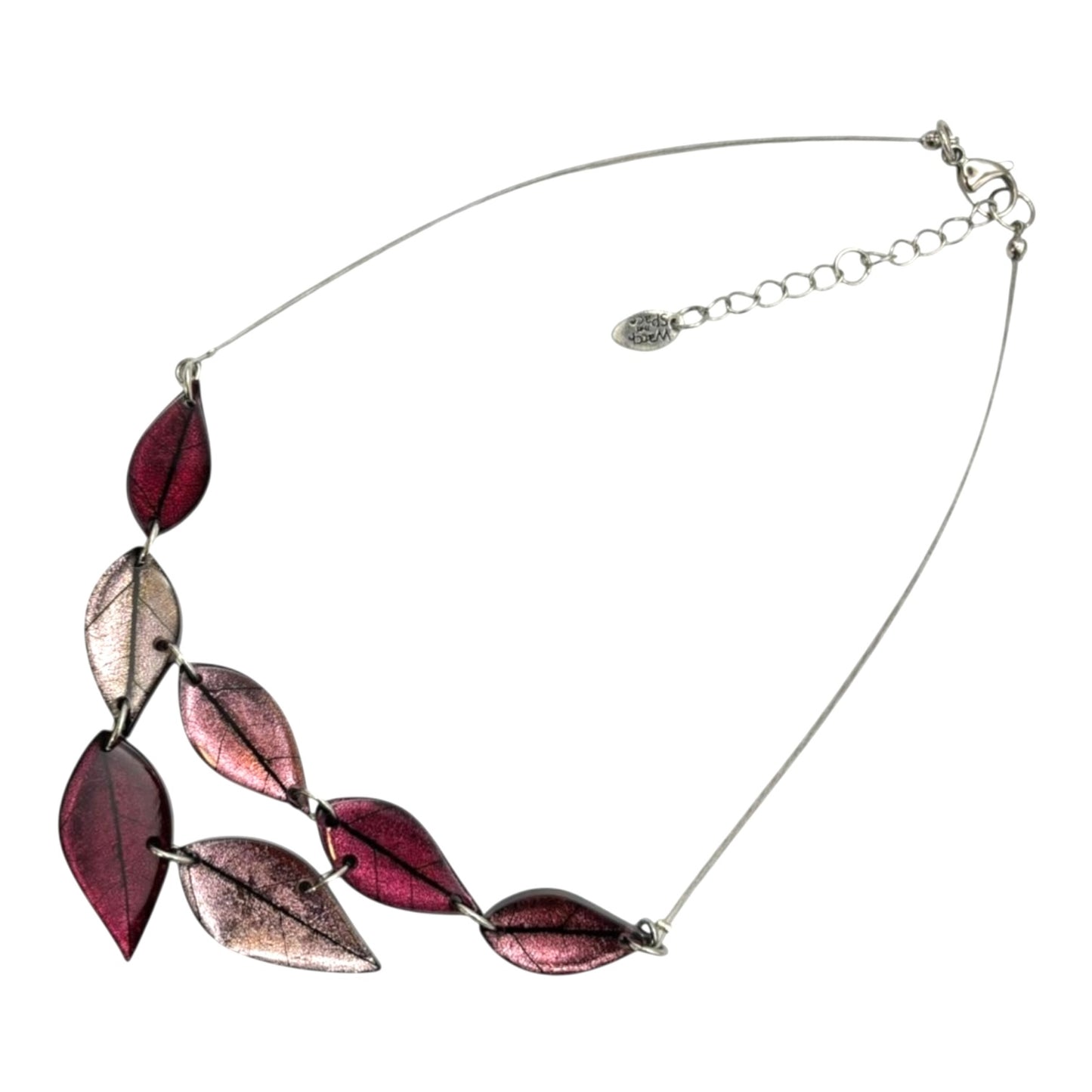 Peony Skeletal Leaf Shiny Necklace | The Jewellery Stop
