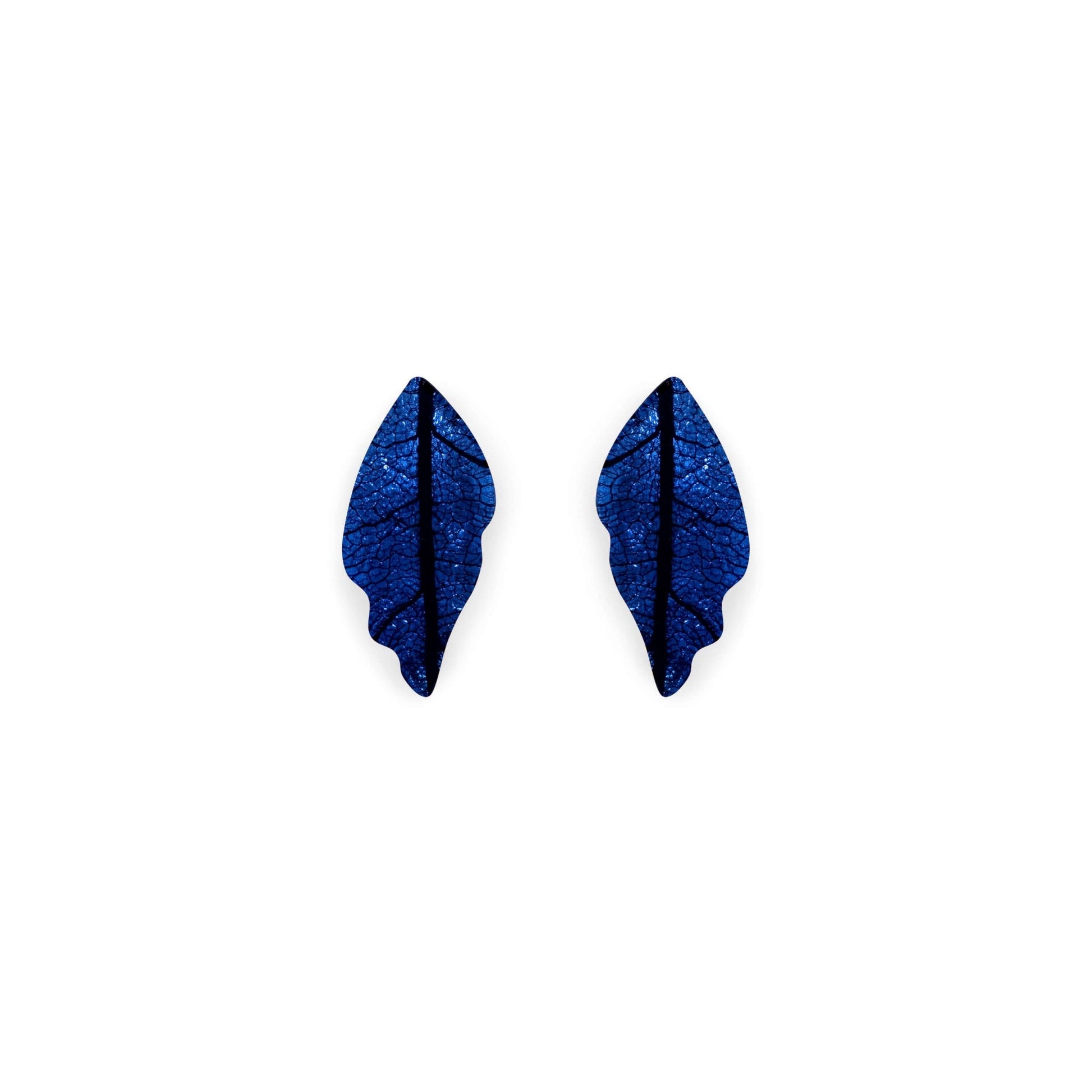 Atlantic Skeletal Leaf Shiny Stud Earrings | The Jewellery Stop