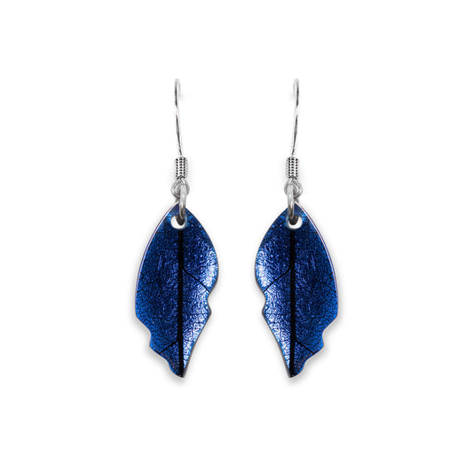 Atlantic Skeletal Leaf Shiny Fish Hook Earrings