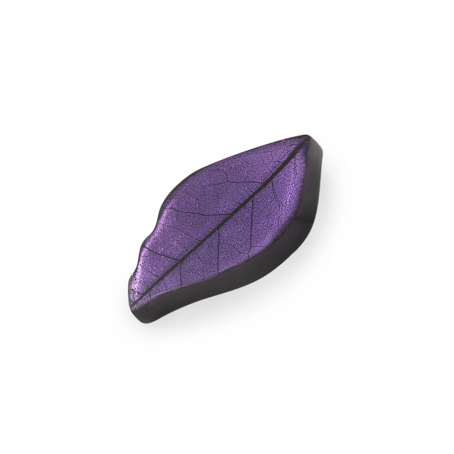 Lavender Skeletal Leaf Shiny Brooch | The Jewellery Stop
