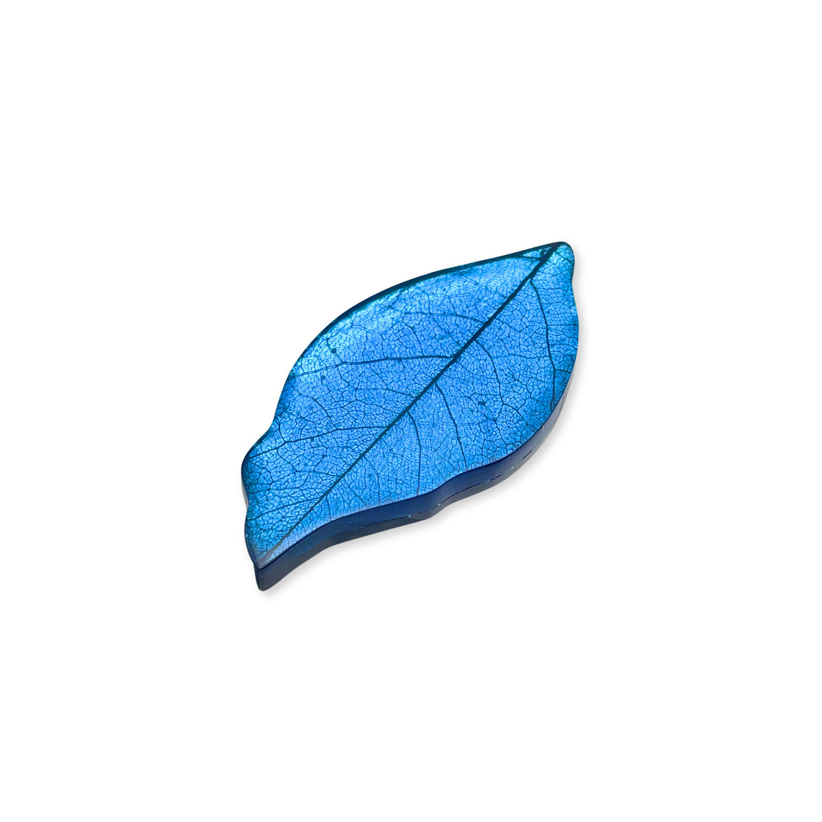 Blue Skeletal Leaf Shiny Brooch