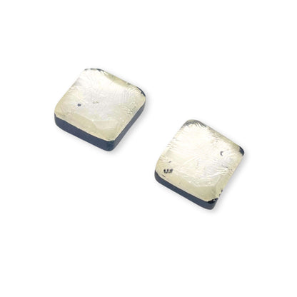 Silver Square Buttons Shiny Stud Earrings