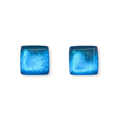 Turquoise Square Buttons Shiny Stud Earrings