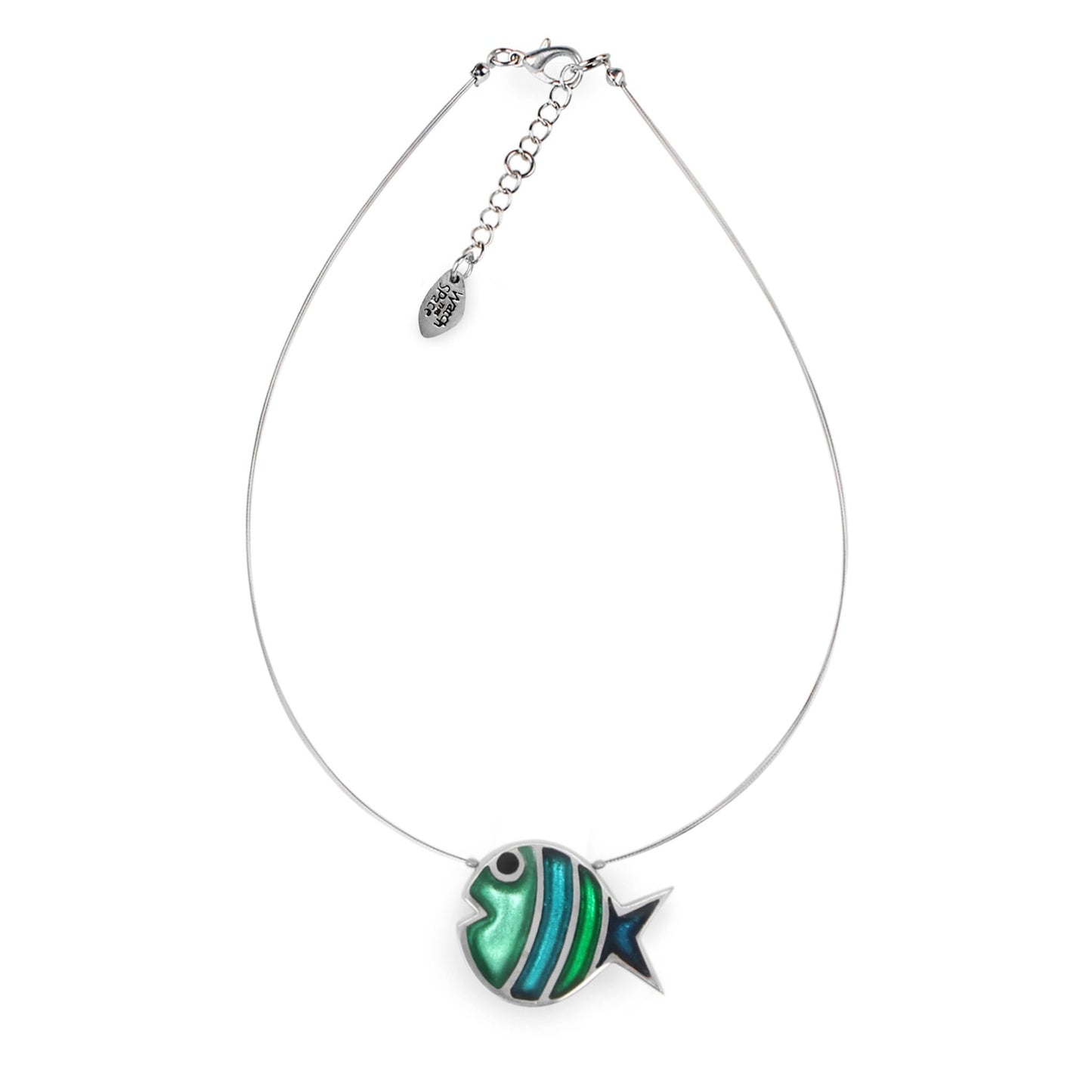 Verdigris Bubble Fish Stripe Shiny Pendant | The Jewellery Stop