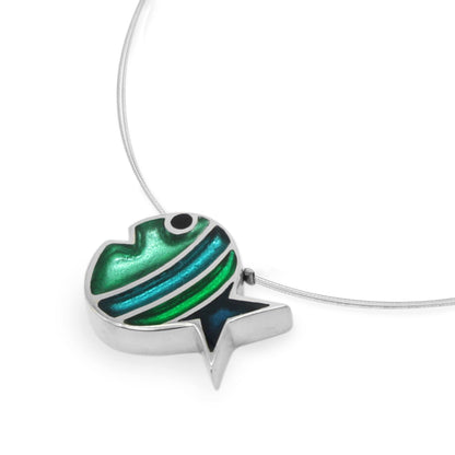 Verdigris Bubble Fish Stripe Shiny Pendant | The Jewellery Stop