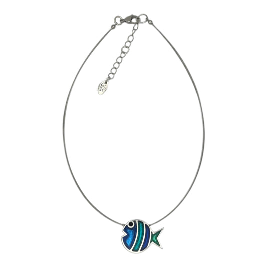 Crystal Bubble Fish Stripe Shiny Pendant | The Jewellery Stop