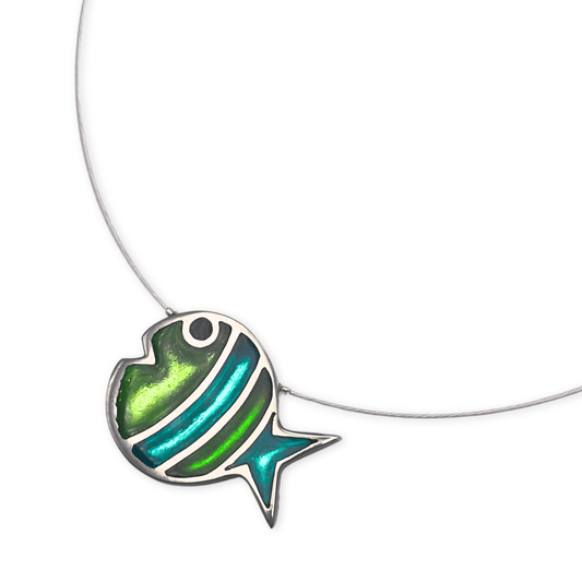 Neptune Bubble Fish Stripe Shiny Pendant | The Jewellery Stop