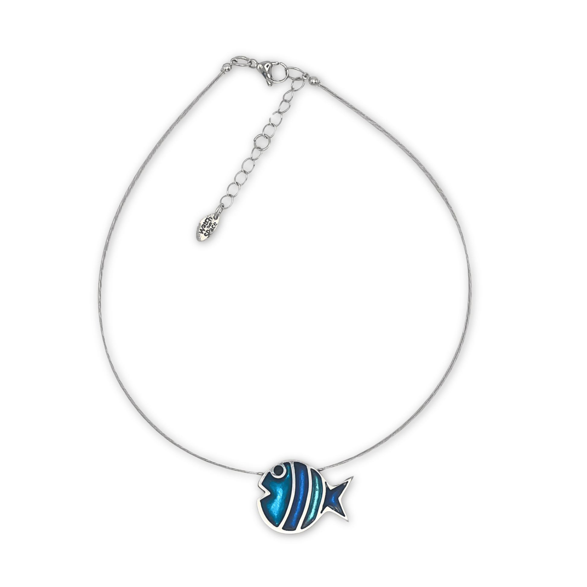 Turquoise Bubble Fish Stripe Shiny Pendant | The Jewellery Stop