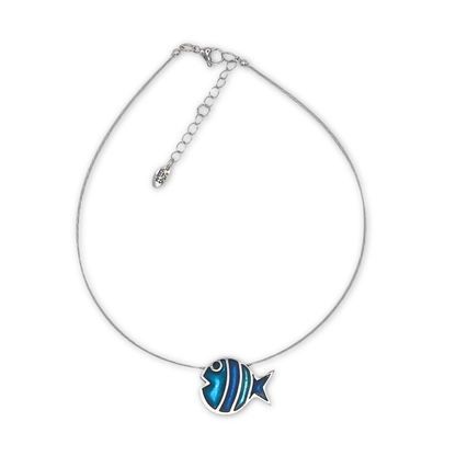 Turquoise Bubble Fish Stripe Shiny Pendant | The Jewellery Stop