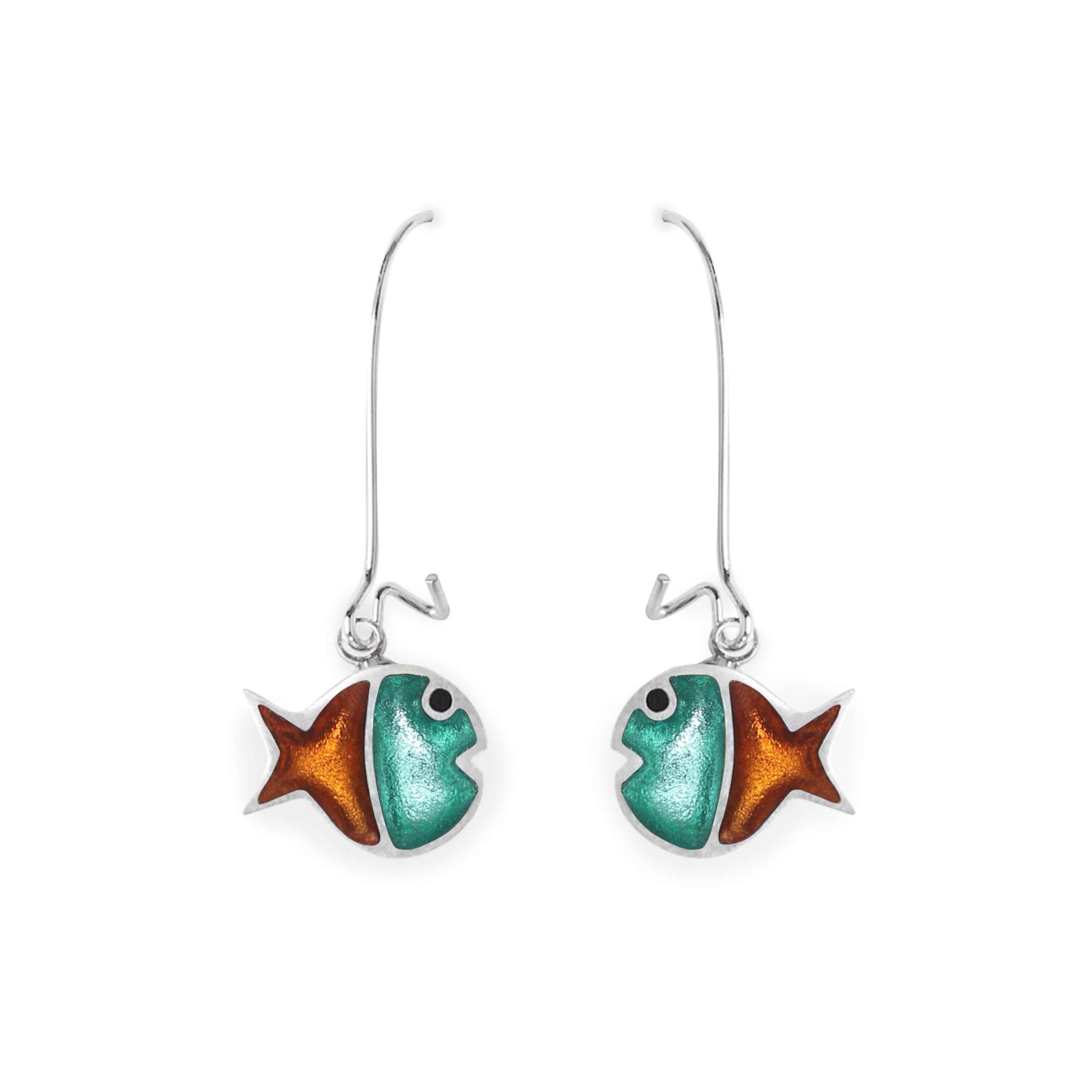 Morocco Bubble Fish Stripe Shiny Long Hook Earrings