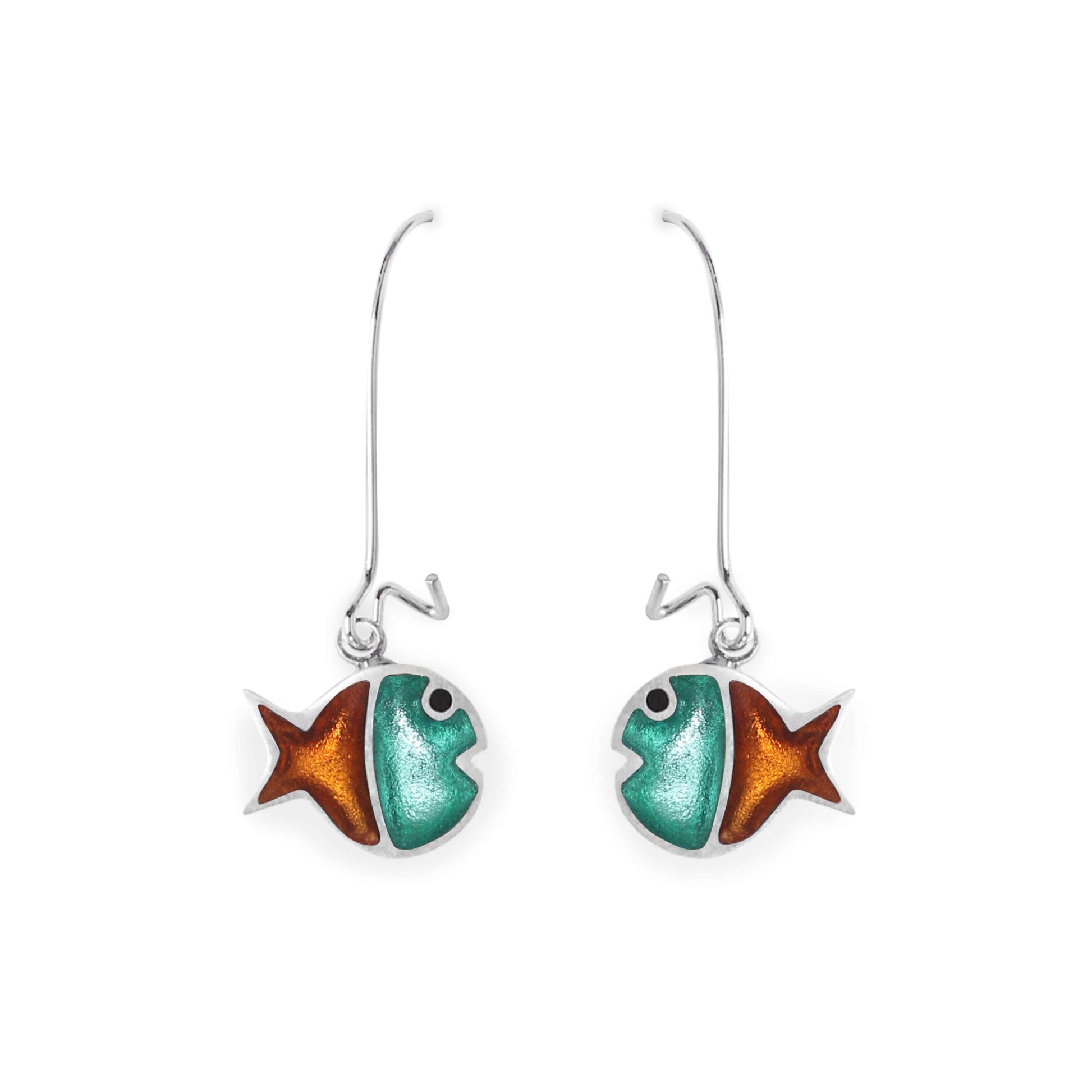 Morocco Bubble Fish Stripe Shiny Long Hook Earrings | The Jewellery Stop