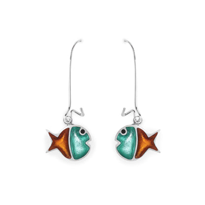 Morocco Bubble Fish Stripe Shiny Long Hook Earrings | The Jewellery Stop