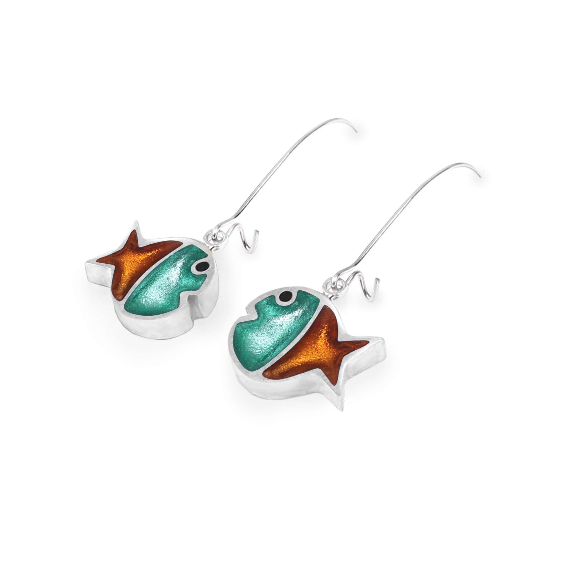 Morocco Bubble Fish Stripe Shiny Long Hook Earrings | The Jewellery Stop