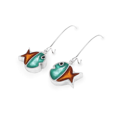 Morocco Bubble Fish Stripe Shiny Long Hook Earrings | The Jewellery Stop