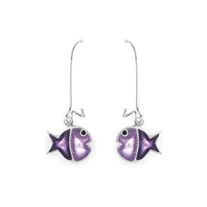 Sweetpea Bubble Fish Stripe Shiny Long Hook Earrings