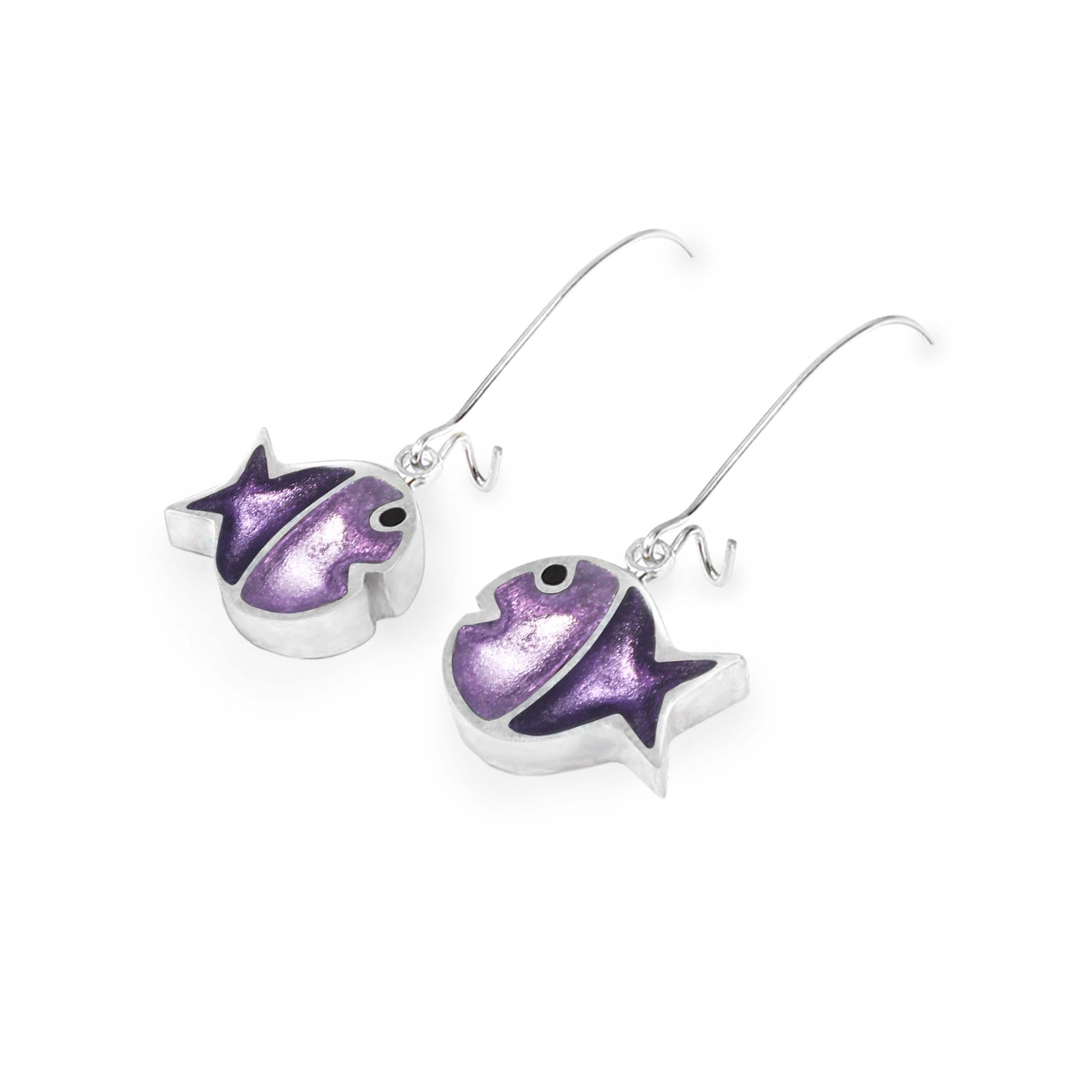 Sweetpea Bubble Fish Stripe Shiny Long Hook Earrings | The Jewellery Stop