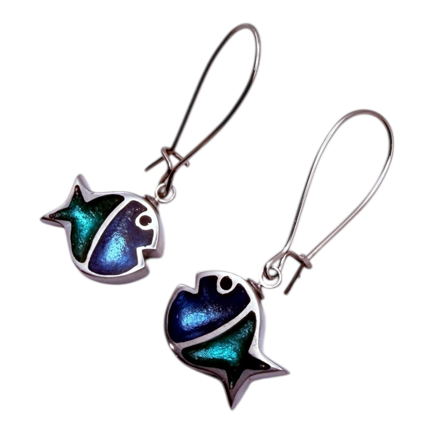 Crystal Bubble Fish Stripe Shiny Long Hook Earrings