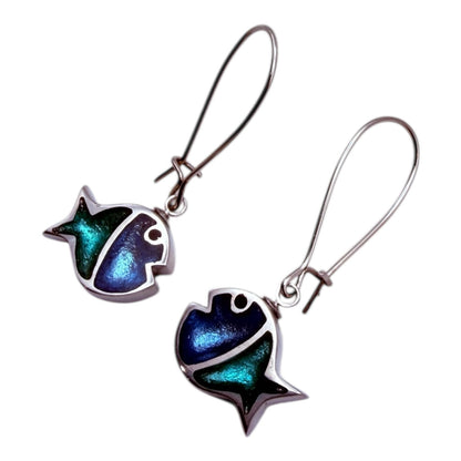 Crystal Bubble Fish Stripe Shiny Long Hook Earrings