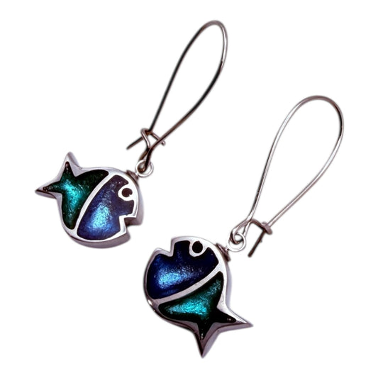 Crystal Bubble Fish Stripe Shiny Long Hook Earrings