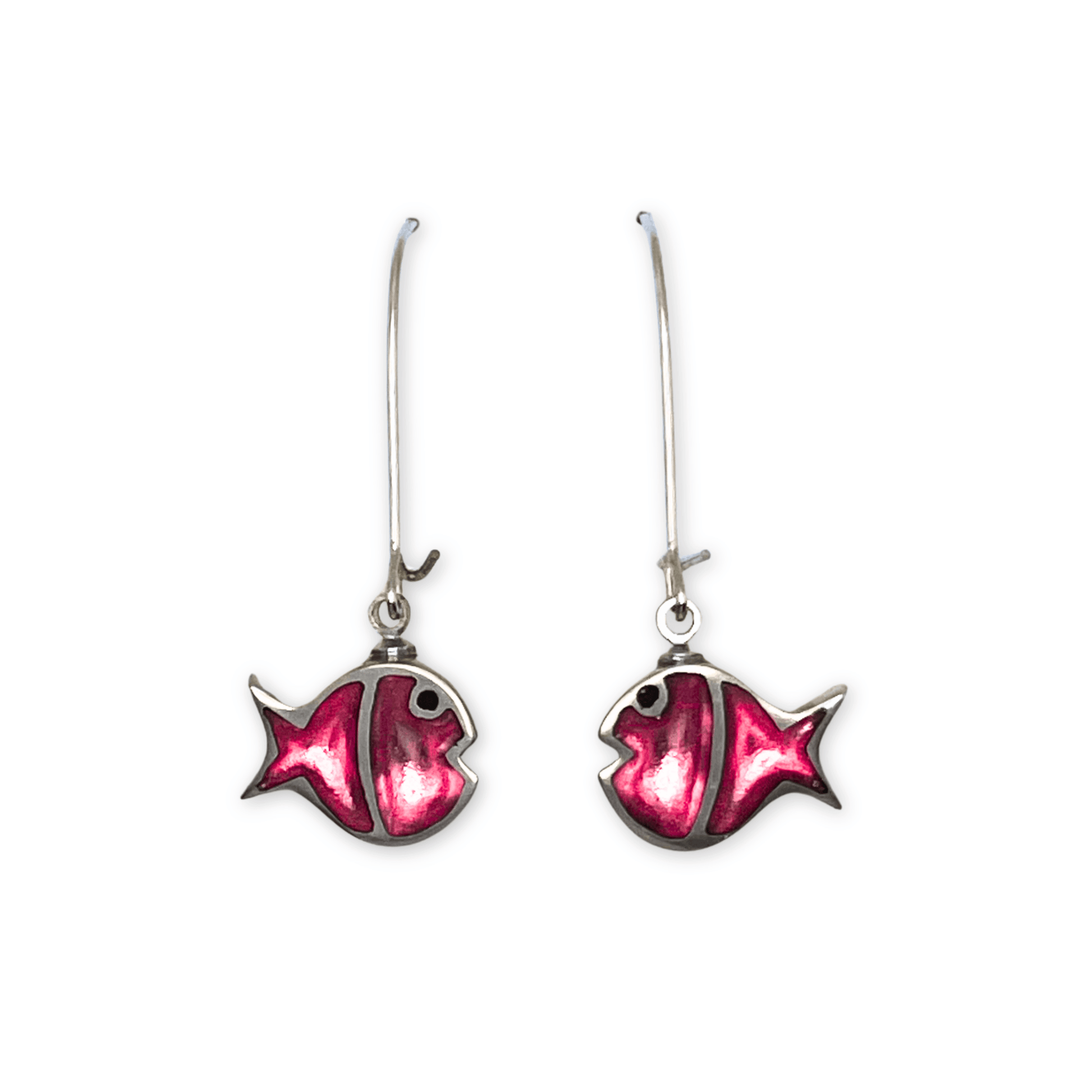 Flamingo Bubble Fish Stripe Shiny Long Hook Earrings | The Jewellery Stop