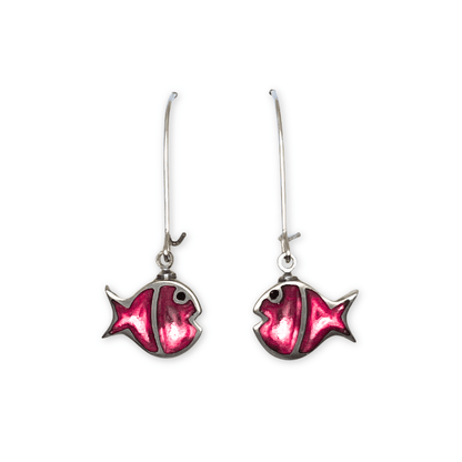 Flamingo Bubble Fish Stripe Shiny Long Hook Earrings | The Jewellery Stop
