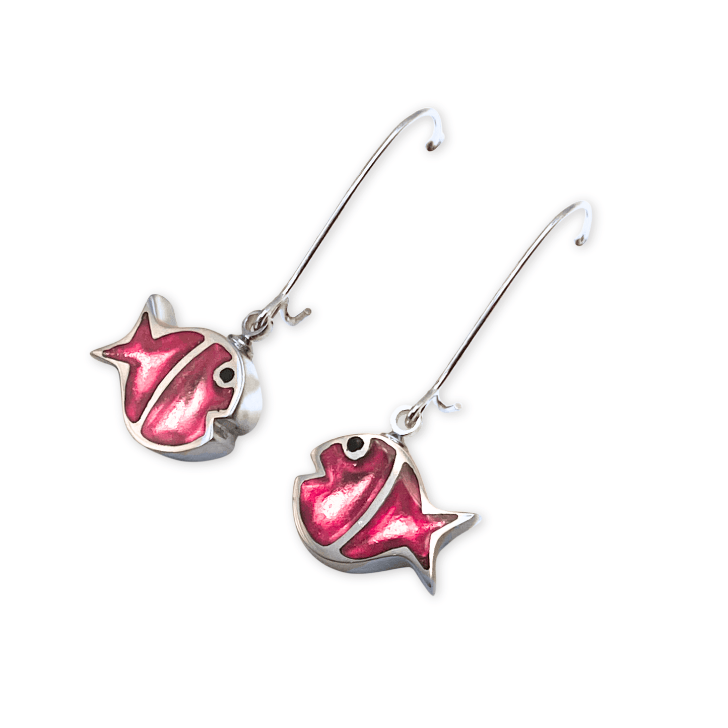 Flamingo Bubble Fish Stripe Shiny Long Hook Earrings | The Jewellery Stop