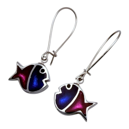 Paradise Bubble Fish Stripe Shiny Long Hook Earrings