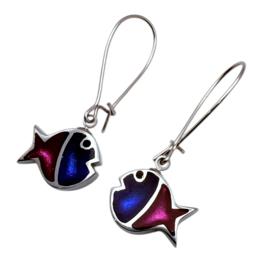 Paradise Bubble Fish Stripe Shiny Long Hook Earrings