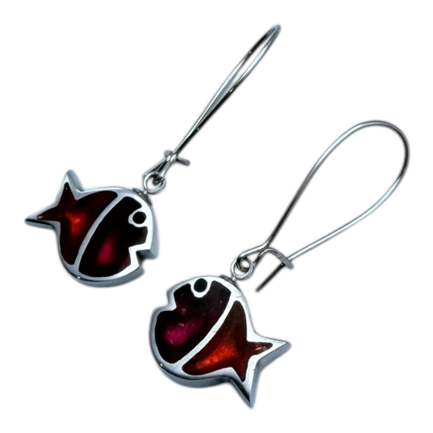 Tropical Bubble Fish Stripe Shiny Long Hook Earrings