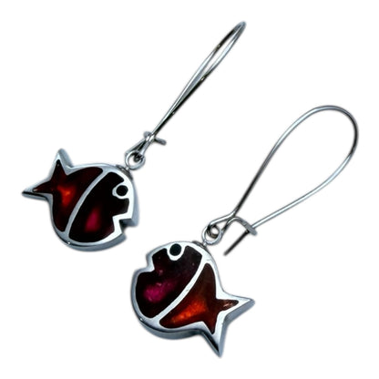 Tropical Bubble Fish Stripe Shiny Long Hook Earrings