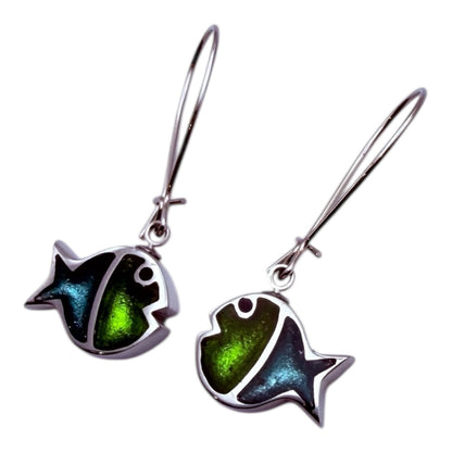 Zest Bubble Fish Stripe Shiny Long Hook Earrings