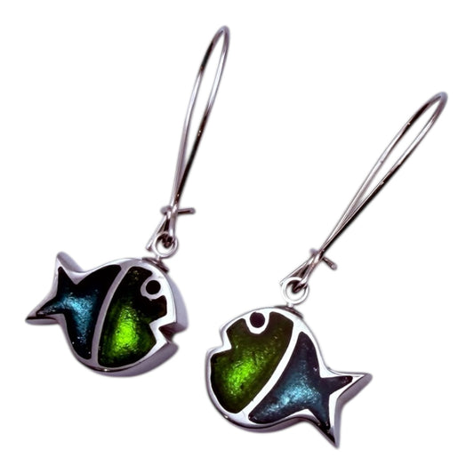 Zest Bubble Fish Stripe Shiny Long Hook Earrings