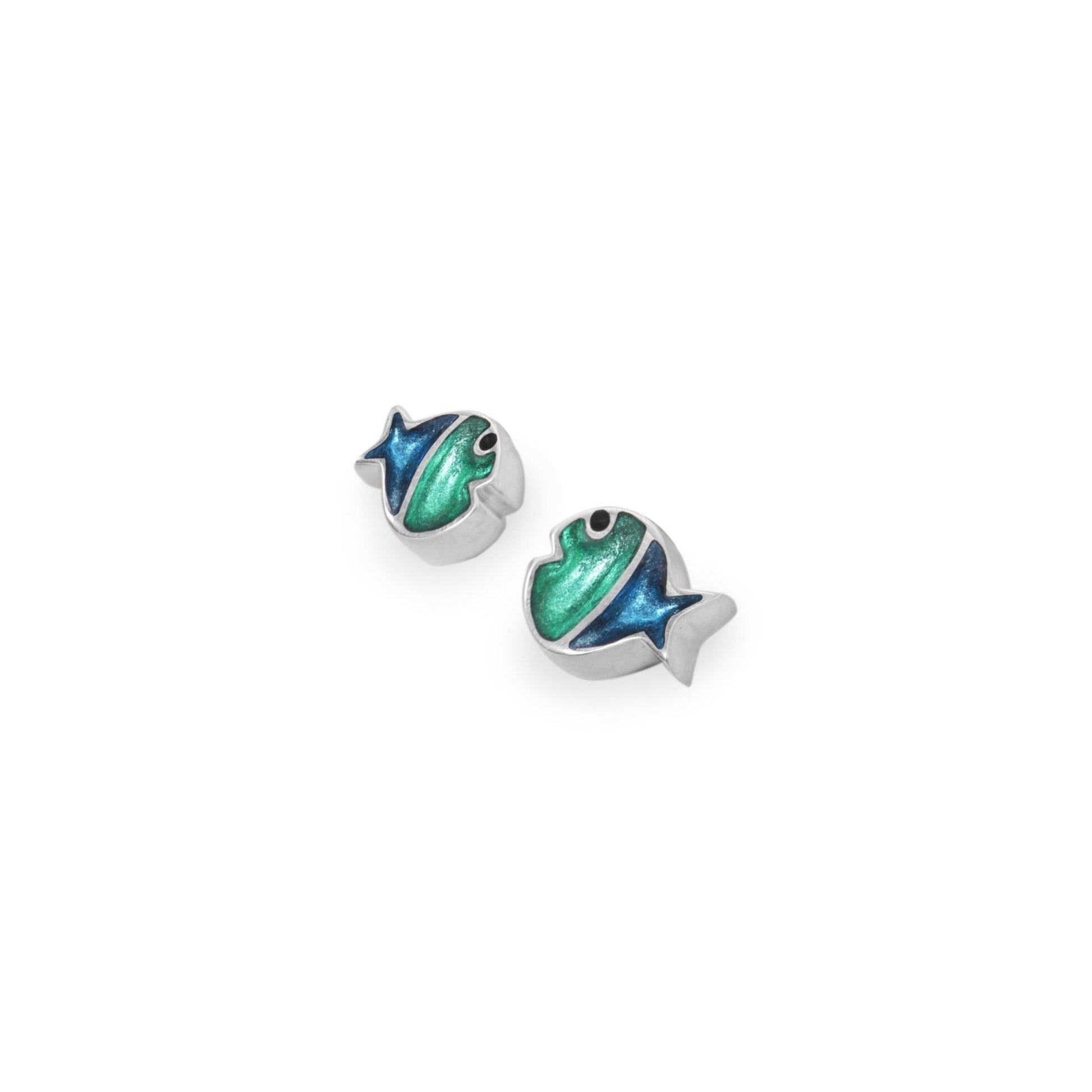 Verdigris Bubble Fish Stripe Shiny Stud Earrings | The Jewellery Stop
