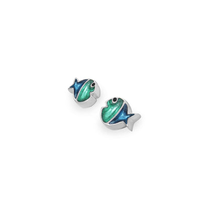 Verdigris Bubble Fish Stripe Shiny Stud Earrings | The Jewellery Stop