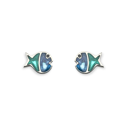 Crystal Bubble Fish Stripe Shiny Stud Earrings