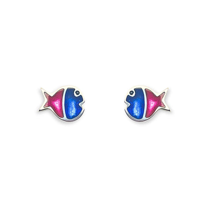 Paradise Bubble Fish Stripe Shiny Stud Earrings