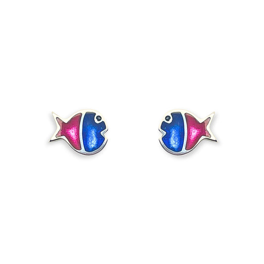 Paradise Bubble Fish Stripe Shiny Stud Earrings