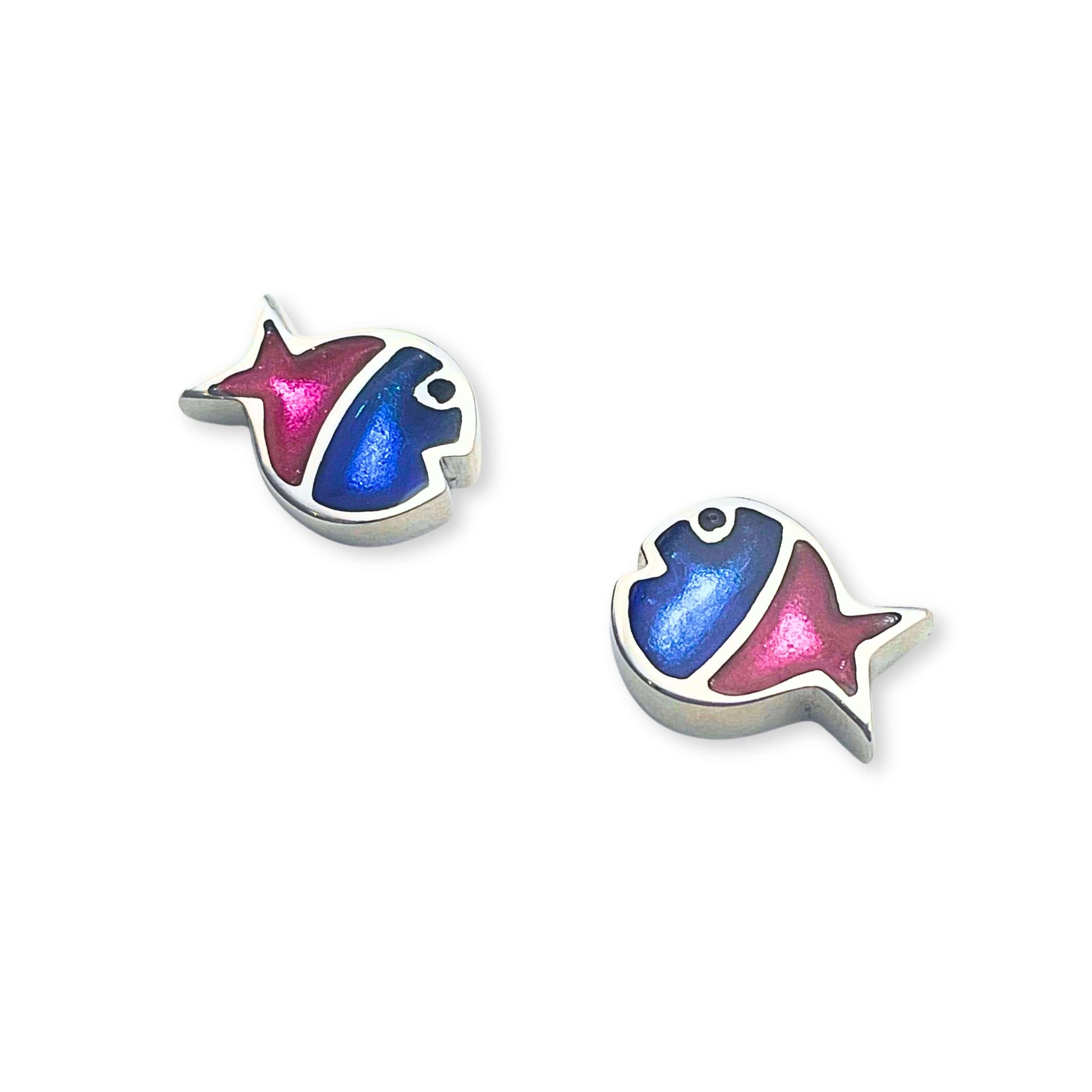 Paradise Bubble Fish Stripe Shiny Stud Earrings