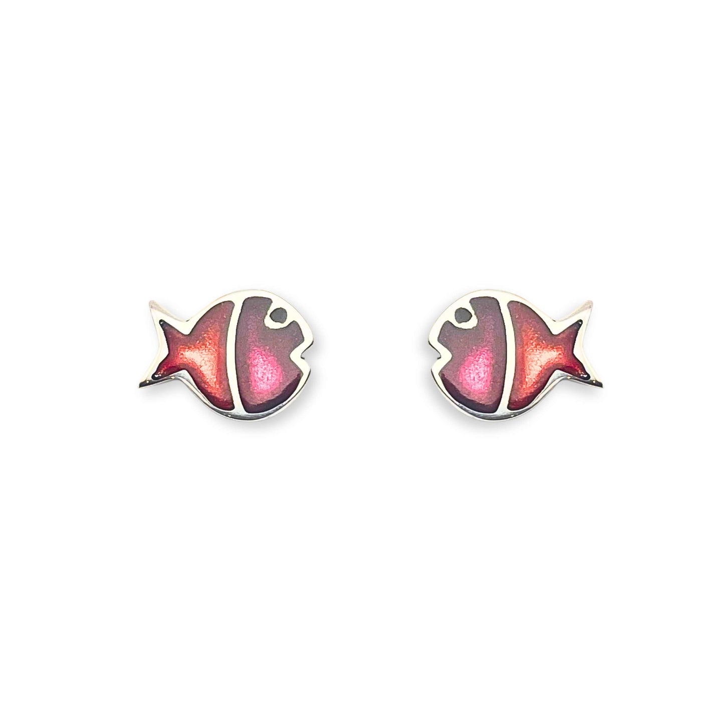 Tropical Bubble Fish Stripe Shiny Stud Earrings