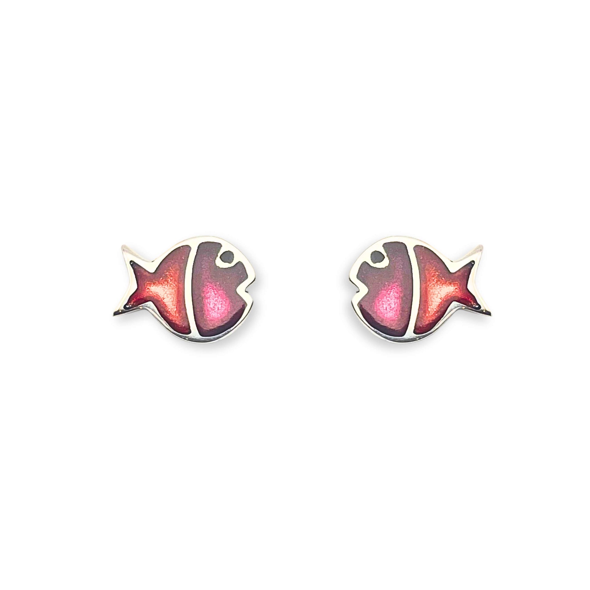 Tropical Bubble Fish Stripe Shiny Stud Earrings
