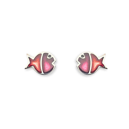 Tropical Bubble Fish Stripe Shiny Stud Earrings