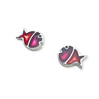 Tropical Bubble Fish Stripe Shiny Stud Earrings