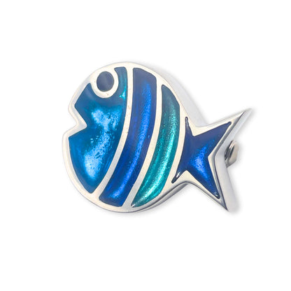Turquoise Bubble Fish Stripe Shiny Brooch
